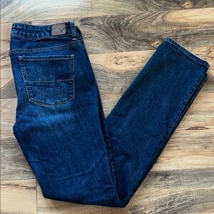 American Eagle Stretch Skinny Jeans Size 12 Dark Blue Denim